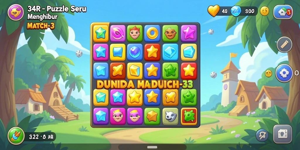 Gameplay seru 34R dengan grafis dan warna menarik.