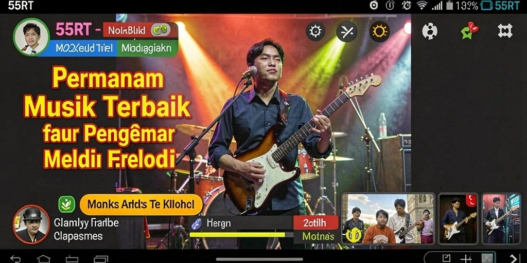 Tampilan gameplay 55RT yang menarik dan penuh warna dalam setiap misi musik.
