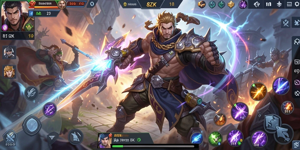 Screenshot gameplay 8ZK yang menampilkan pertempuran epik antar tim.