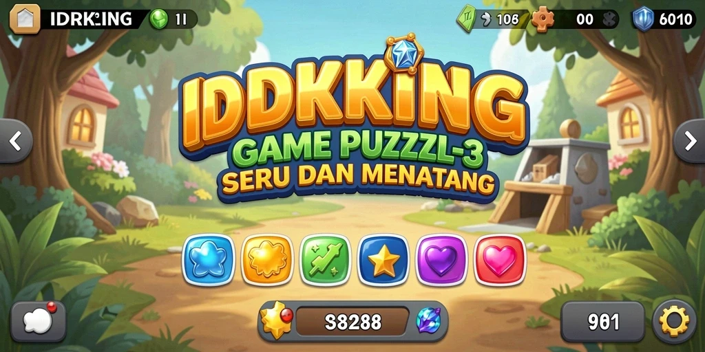 Tampilan permainan Match-3 di IDRKING dengan kombinasi warna cerah.
