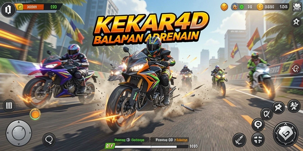 Screenshot KEKAR4D menampilkan balapan motor yang mendebarkan dan grafis yang memukau.