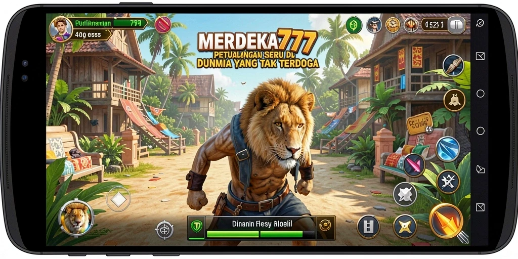 Tampilan visual gameplay MERDEKA777 yang menakjubkan dan mendebarkan.