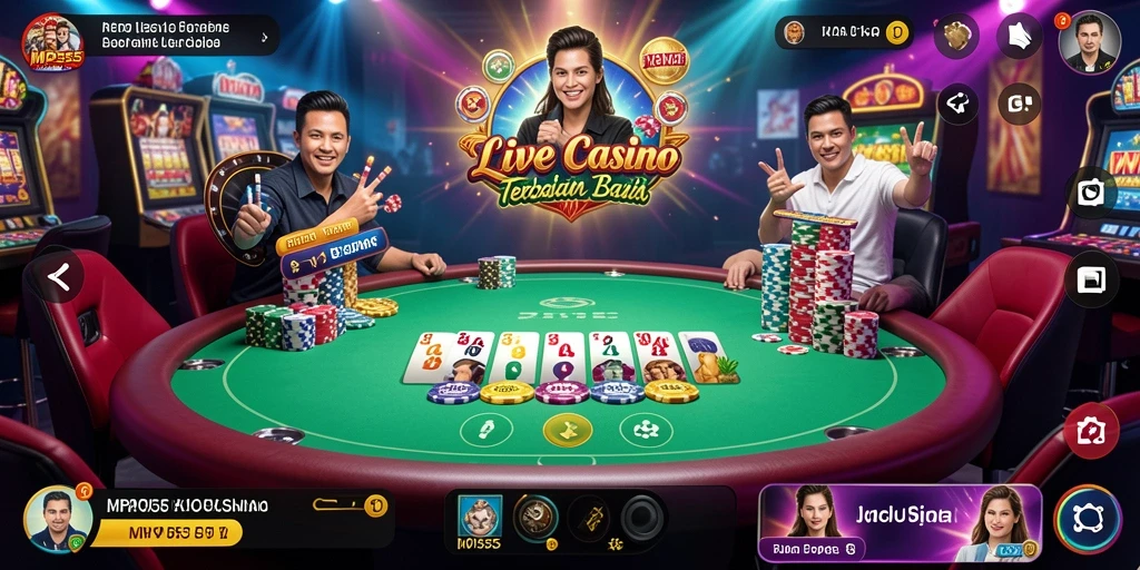 Screenshot utama MPO555 yang menampilkan gameplay Live Casino yang mendebarkan.