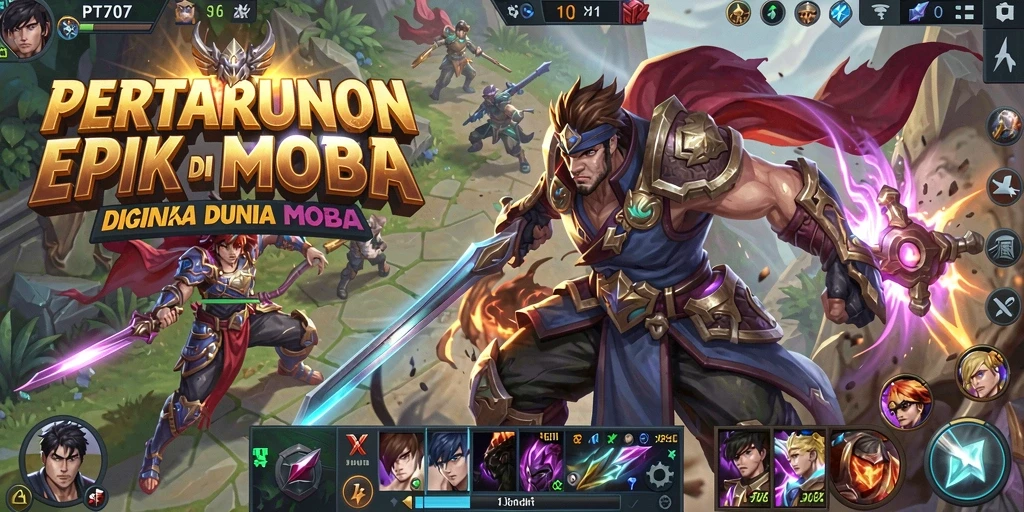 Gameplay menarik dan menegangkan dalam PT707 MOBA.