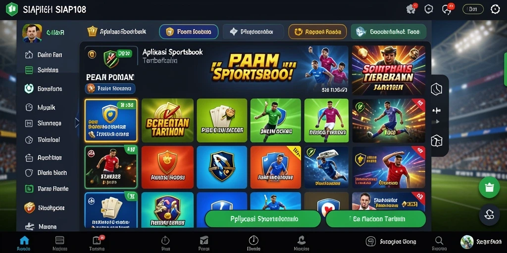 Screenshot utama SIAP108 menampilkan antarmuka taruhan olahraga yang interaktif.