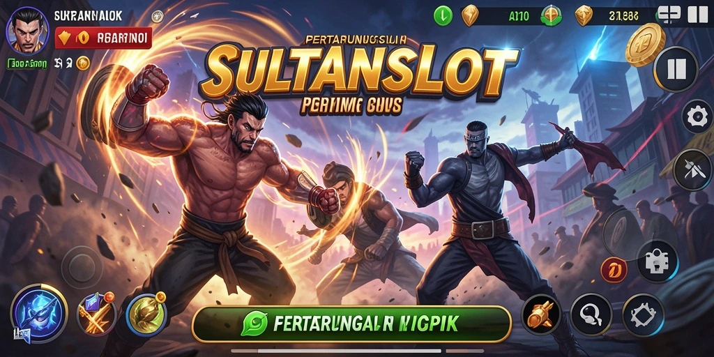Tampilan seru pertarungan di SULTANSLOT dengan karakter yang beraksi.