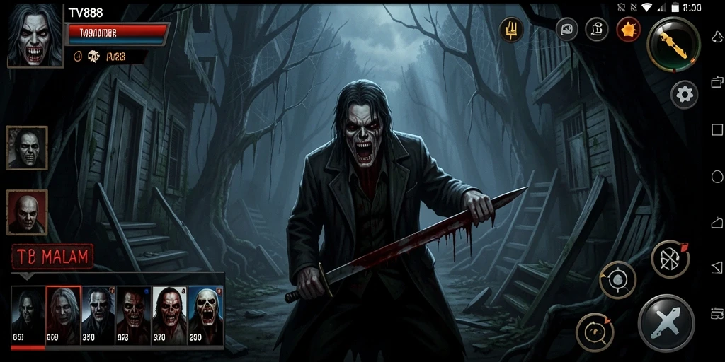 Screenshot menunjukkan gameplay mendebarkan yang penuh dengan kengerian.