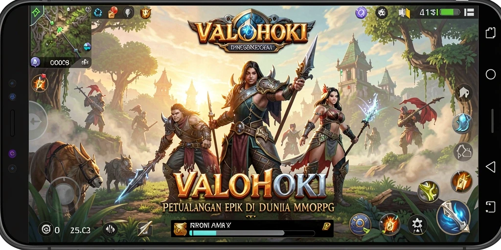 Tangkapan layar gameplay VALOHOKI menampilkan petualangan epik dalam MMORPG.