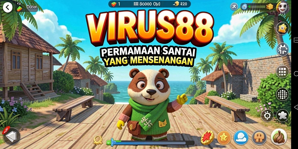 Tangkapan layar permainan VIRUS88 dengan grafik cerah dan gameplay seru.