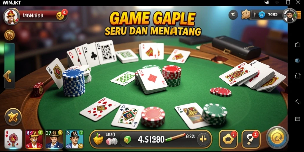 Tampilan gameplay WINJKT yang menarik dan penuh aksi permainan Gaple.